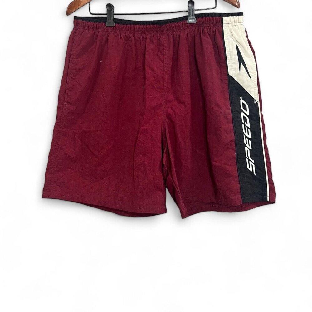 Speedo Board Shorts Men Size XL Red Black Drawstring Breathable Summer Beach